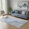 5' X 8' Denim Blue Gray And Ivory Abstract Washable Area Rug With UV Protection