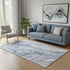 5' X 8' Denim Blue Gray And Ivory Abstract Washable Area Rug With UV Protection