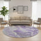 8' Purple Gray And Ivory Abstract Washable Round Rug With UV Protection