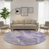 8' Purple Gray And Ivory Abstract Washable Round Rug With UV Protection