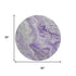 8' Purple Gray And Ivory Abstract Washable Round Rug With UV Protection