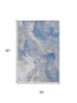 5' X 8' Blue Gray And Ivory Abstract Washable Area Rug With UV Protection