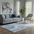 5' X 8' Blue Gray And Ivory Abstract Washable Area Rug With UV Protection