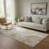 5' X 8' Graphite Beige And Ivory Abstract Washable Area Rug With UV Protection