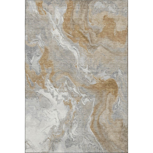 8' X 10' Graphite Beige And Ivory Abstract Washable Area Rug With UV Protection