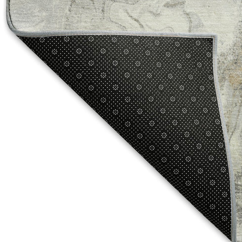 8' X 10' Graphite Beige And Ivory Abstract Washable Area Rug With UV Protection