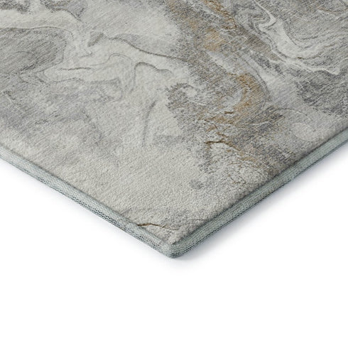 8' X 10' Graphite Beige And Ivory Abstract Washable Area Rug With UV Protection