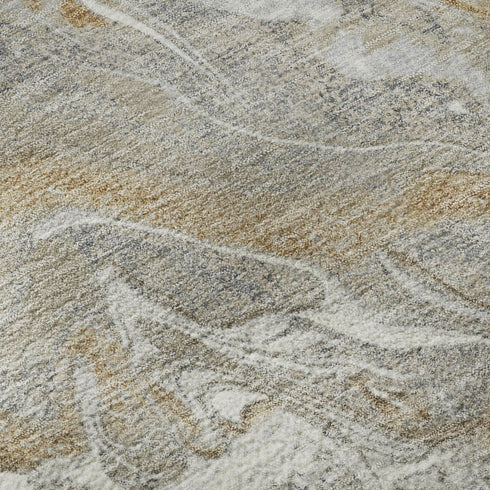 8' X 10' Graphite Beige And Ivory Abstract Washable Area Rug With UV Protection
