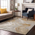 8' X 10' Graphite Beige And Ivory Abstract Washable Area Rug With UV Protection