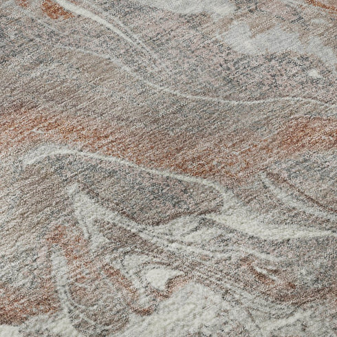 8' X 10' Salmon Gray And Ivory Abstract Washable Area Rug With UV Protection