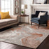 8' X 10' Salmon Gray And Ivory Abstract Washable Area Rug With UV Protection