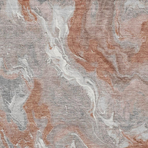 8' X 10' Salmon Gray And Ivory Abstract Washable Area Rug With UV Protection