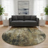 8' Beige Charcoal And Ivory Abstract Washable Round Rug With UV Protection