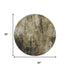 8' Beige Charcoal And Ivory Abstract Washable Round Rug With UV Protection
