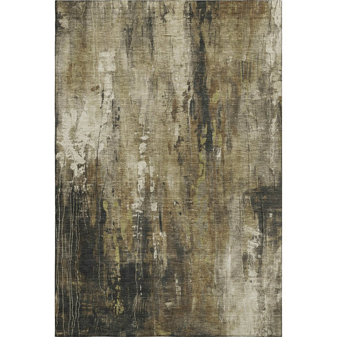 9' X 12' Beige Charcoal And Ivory Abstract Washable Area Rug With UV Protection