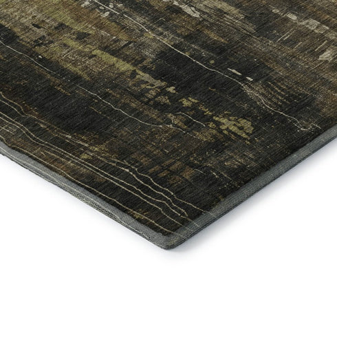 9' X 12' Beige Charcoal And Ivory Abstract Washable Area Rug With UV Protection