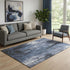 5' X 8' Blue Charcoal And Ivory Abstract Washable Area Rug With UV Protection