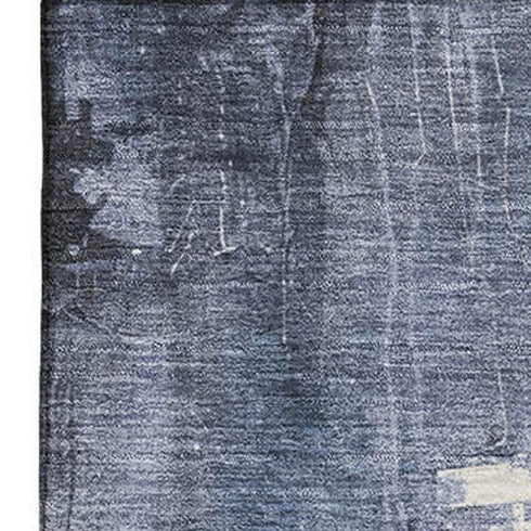 5' X 8' Blue Charcoal And Ivory Abstract Washable Area Rug With UV Protection