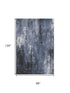 8' X 10' Blue Charcoal And Ivory Abstract Washable Area Rug With UV Protection