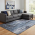8' X 10' Blue Charcoal And Ivory Abstract Washable Area Rug With UV Protection