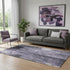 5' X 8' Purple Charcoal And Ivory Abstract Washable Area Rug With UV Protection