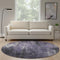 8' Purple Charcoal And Ivory Abstract Washable Round Rug With UV Protection