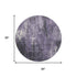 8' Purple Charcoal And Ivory Abstract Washable Round Rug With UV Protection