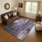 8' X 10' Purple Charcoal And Ivory Abstract Washable Area Rug With UV Protection