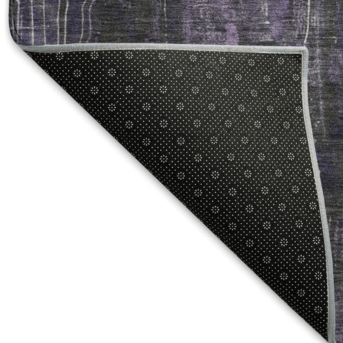 8' X 10' Purple Charcoal And Ivory Abstract Washable Area Rug With UV Protection