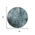 8' Teal Charcoal And Ivory Abstract Washable Round Rug With UV Protection