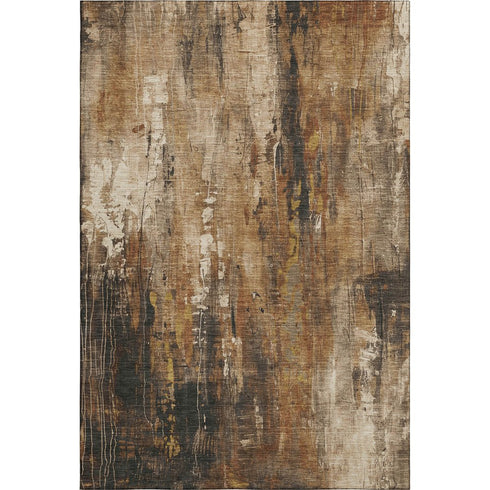 9' X 12' Taupe Copper And Ivory Abstract Washable Area Rug With UV Protection