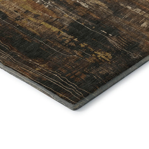 9' X 12' Taupe Copper And Ivory Abstract Washable Area Rug With UV Protection