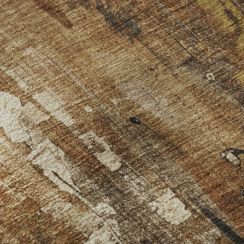 9' X 12' Taupe Copper And Ivory Abstract Washable Area Rug With UV Protection