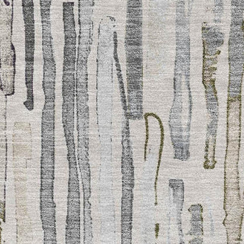 5' X 8' Beige Tan And Silver Striped Washable Area Rug With UV Protection