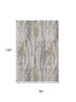 8' X 10' Beige Tan And Silver Striped Washable Area Rug With UV Protection