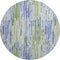 8' Sky Blue Green And Ivory Striped Washable Round Rug With UV Protection