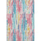 8' X 10' White Pink And Teal Striped Washable Area Rug With UV Protection