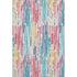 8' X 10' White Pink And Teal Striped Washable Area Rug With UV Protection