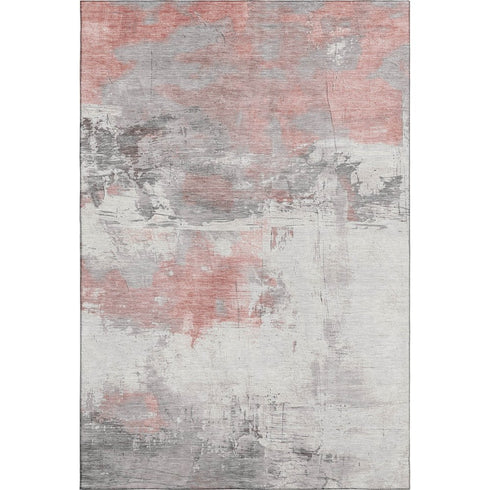 9' X 12' Coral Gray And Ivory Abstract Washable Area Rug With UV Protection