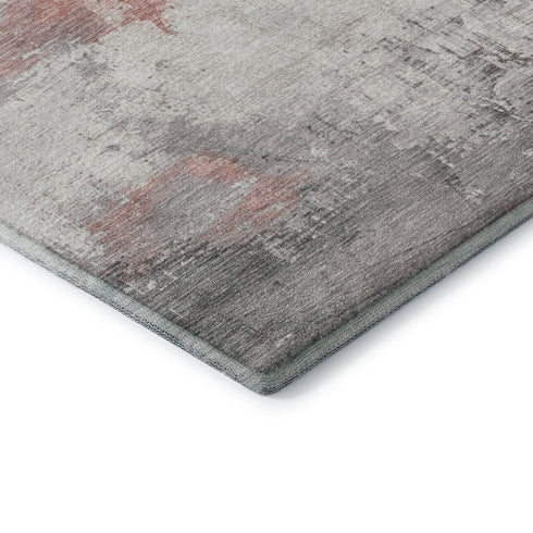 9' X 12' Coral Gray And Ivory Abstract Washable Area Rug With UV Protection