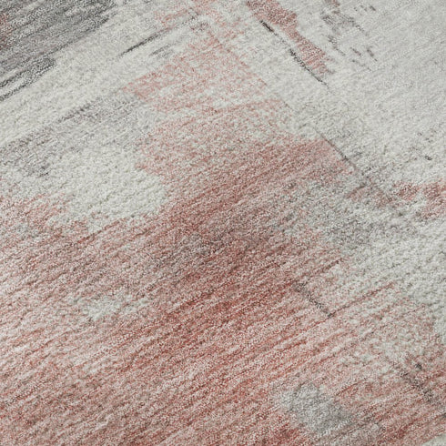 9' X 12' Coral Gray And Ivory Abstract Washable Area Rug With UV Protection