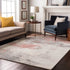 9' X 12' Coral Gray And Ivory Abstract Washable Area Rug With UV Protection