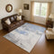 8' X 10' Denim Blue Gray And Ivory Abstract Washable Area Rug With UV Protection