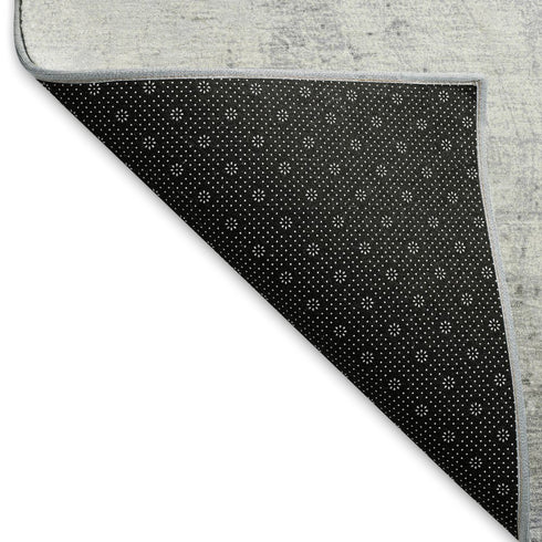8' X 10' Denim Blue Gray And Ivory Abstract Washable Area Rug With UV Protection