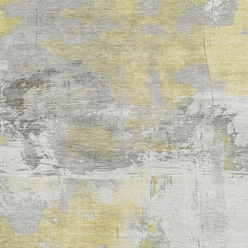 5' X 8' Gold Gray And Ivory Abstract Washable Area Rug With UV Protection