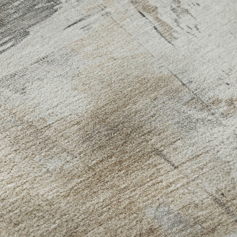 5' X 8' Ivory Gray And Beige Abstract Washable Area Rug With UV Protection