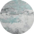 8' Teal Gray And Ivory Abstract Washable Round Rug With UV Protection