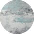8' Teal Gray And Ivory Abstract Washable Round Rug With UV Protection