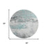 8' Teal Gray And Ivory Abstract Washable Round Rug With UV Protection