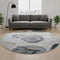 8' Gray Charcoal And Beige Geometric Washable Round Rug With UV Protection